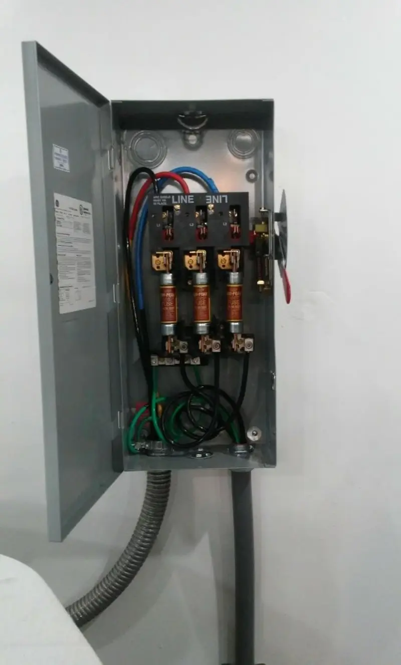 Three-phase disconnect switch installed for Smoke Detector Installation in New York Mills